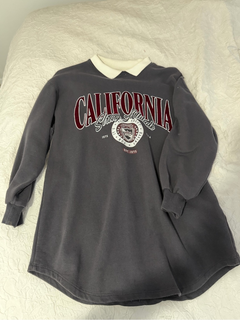 Zara Gray Sweatshirt Dress with Maroon California Graphic